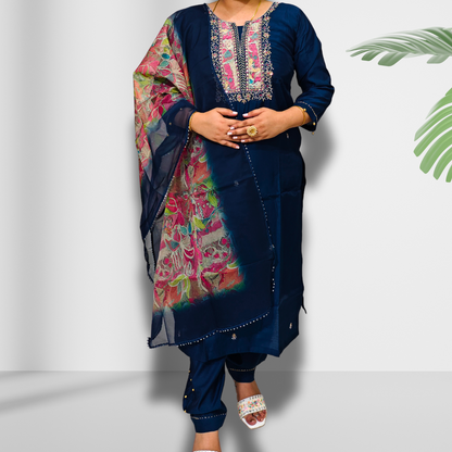 Navy Blue Embroidery - ऐतिहासिक | Aitihasik™