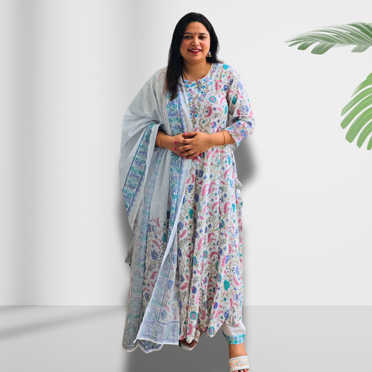 White Multi Floral - ऐतिहासिक | Aitihasik™